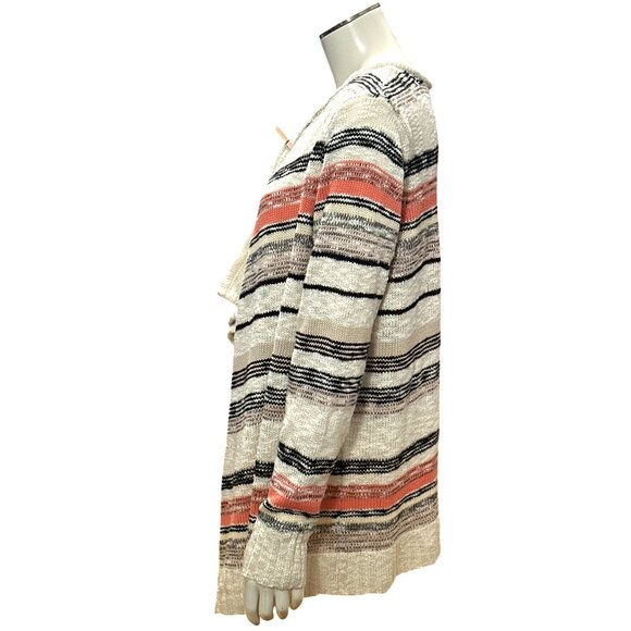 CCC Striped Open Front Cardigan Sweater Stripes Long Sleeves Asymmetric Size XL - Picture 4 of 9